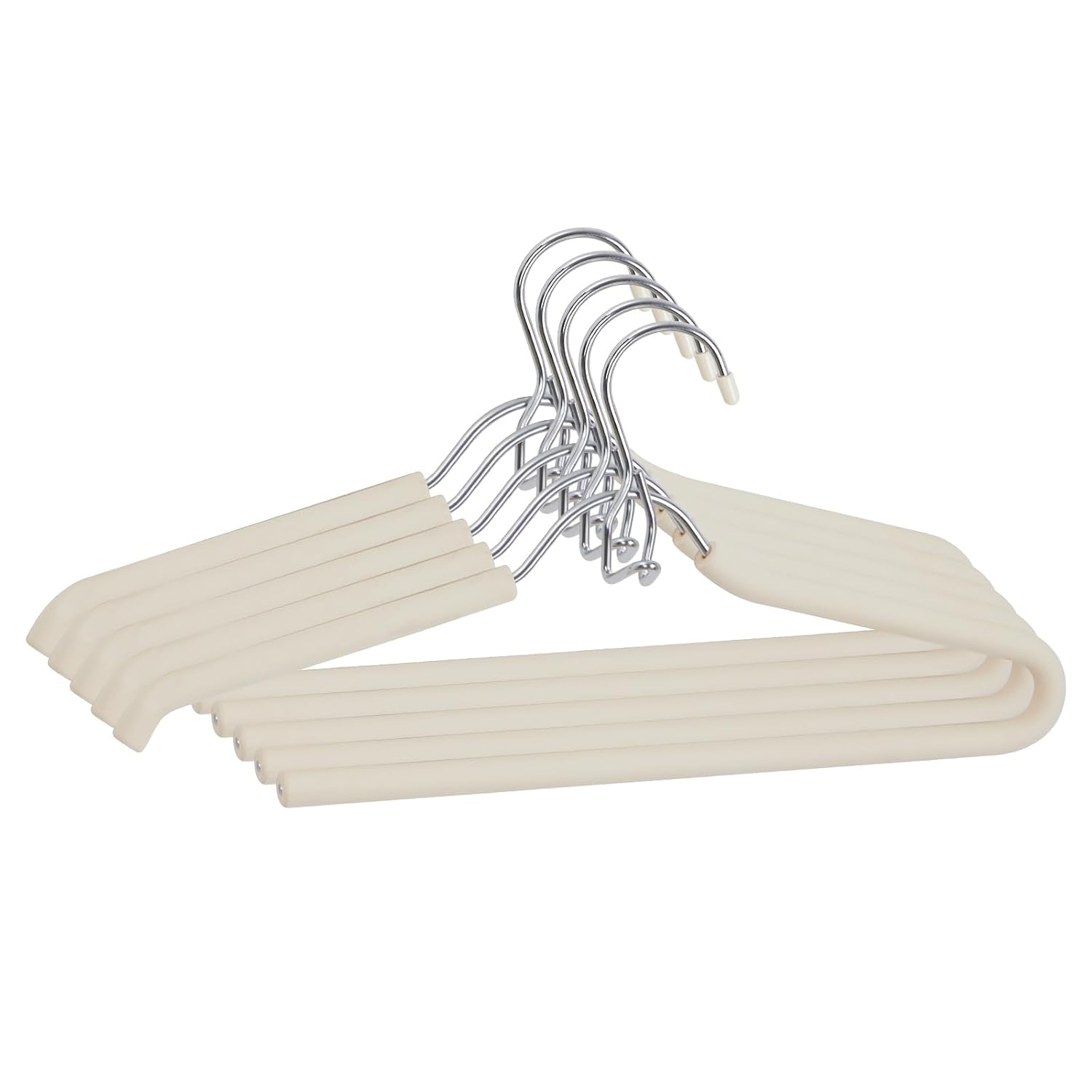 Half-Open Hook Pants Hangers — Beige · 5 Pack